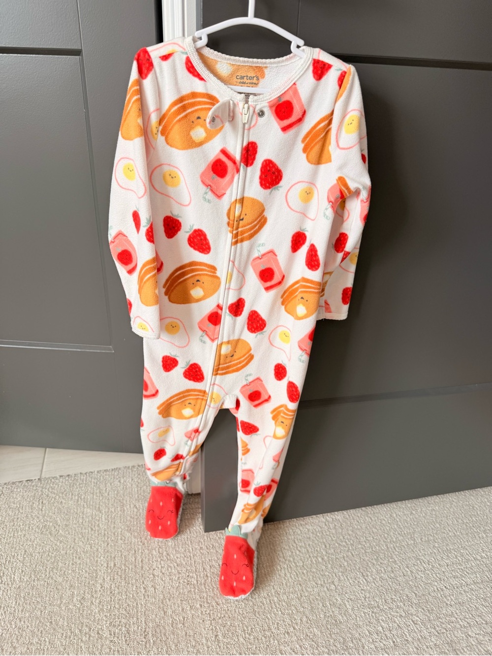 Carter's 3T Fleece Footed Pajamas with Pancake Breakfast Print